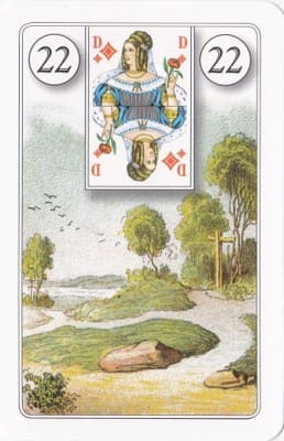 Imagem da Carta 22 do Baralho Cigano: O Caminho. A foto ilustra o artigo Significado das Cartas do Baralho Cigano ou Petit Lenormand do site Ori Mystyco.