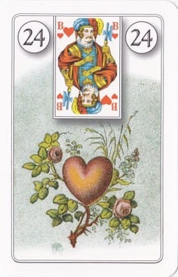 Imagem da Carta 24 do Baralho Cigano: O Coração. A foto ilustra o artigo Significado das Cartas do Baralho Cigano ou Petit Lenormand do site Ori Mystyco.