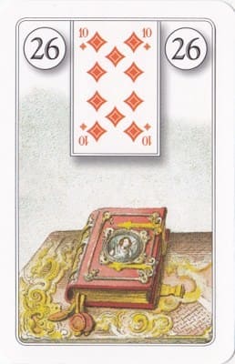 Imagem da Carta 26 do Baralho Cigano: O Livro. A foto ilustra o artigo Significado das Cartas do Baralho Cigano ou Petit Lenormand do site Ori Mystyco.