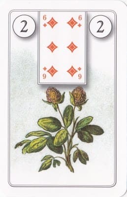 Imagem da Carta 2 do Baralho Cigano: O Trevo. A foto ilustra o artigo Significado das Cartas do Baralho Cigano ou Petit Lenormand do site Ori Mystyco.