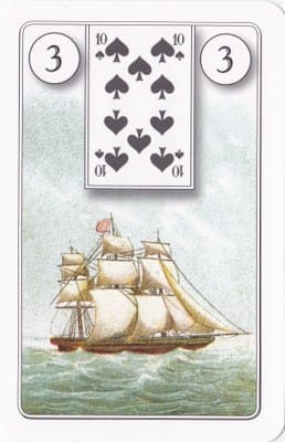 Imagem da Carta 3 do Baralho Cigano: O Barco. A foto ilustra o artigo Significado das Cartas do Baralho Cigano ou Petit Lenormand do site Ori Mystyco.