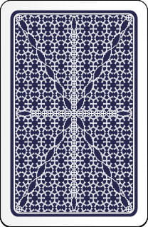 Foto do Verso Carta Azul E Branca para o Baralho Espanhol usada para ilustrar a página que contém a tiragem de 3 cartas (Passado, Presente e Futuro) do Baralho Espanhol grátis online do site Ori Mystyco.