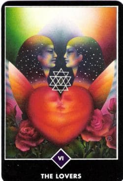 Foto da Carta Os Namorados no tarot Zen Osho usada para ilustrar a página que contém a tiragem de Tarot Zen Osho online grátis - 5 Cartas do site Ori Mystyco.