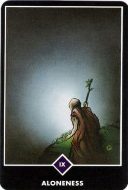 Foto da Carta A Solidão no tarot Zen Osho usada para ilustrar a página que contém a tiragem de Tarot Zen Osho online grátis - 5 Cartas do site Ori Mystyco.