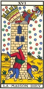 Foto da Carta A Torre no tarot de Marselha para ilustrar a página que contém a tirada de Tarot de Marselha Online Grátis