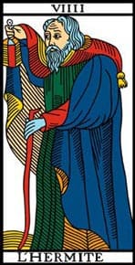 Foto da Carta O Eremita ou O Ermitão no tarot de Marselha para ilustrar a página que contém a tirada de Tarot de Marselha Online Grátis
