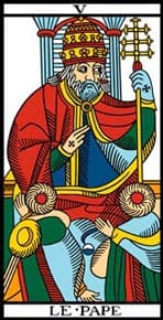Imagem da carta O Papa do tarot de Marselha. A imagem é usada para a Tirada de tarot Financeiro Grátis Online, ou Tarot do Dinheiro Grátis Online do site Ori Mystyco.